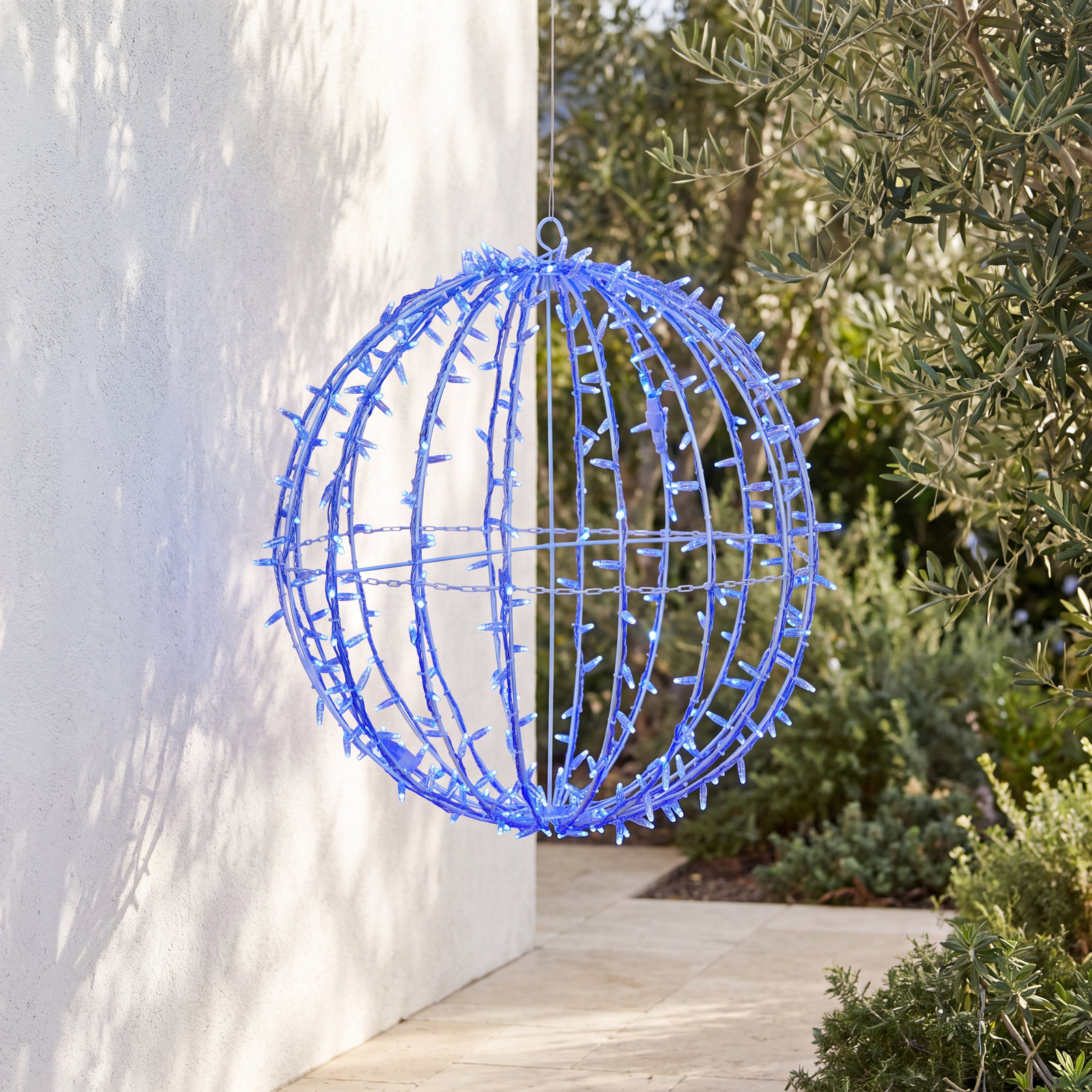 30" Fold-Flat Blue LED Hanging Sphere
