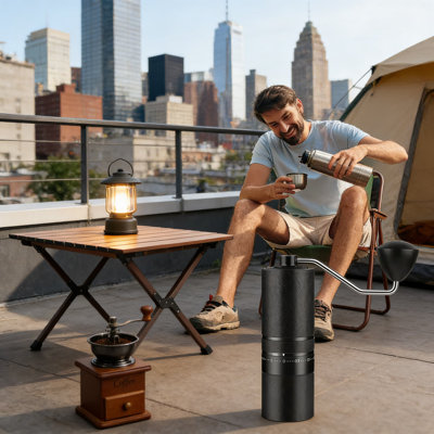 Moulin à café manuel avec 60 réglages de précision, moulin conique en acier inoxydable pour espresso, presse française, café filtre et voyage