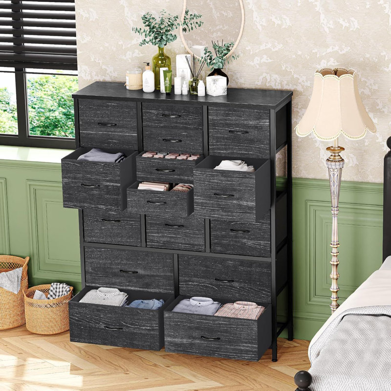 99 cm W Chest of 15 Drawers, Black