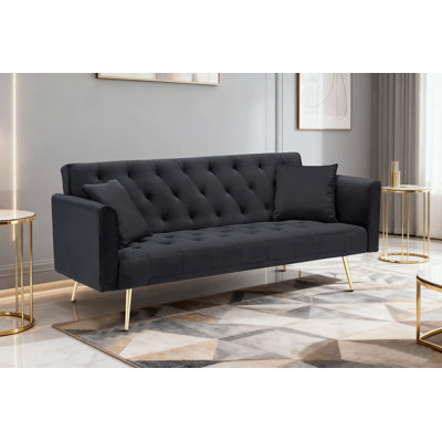 Modern Tufted Velvet Sofa with Gold Legs