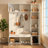 Entryway Storage Bench Hall Tree With Padded Bench, Shoe Cabinets, Hooks, And Multi-Tier Storage Shelves-1650277657