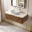 Meuble-lavabo flottant 48 po avec éclairage à capteur intelligent et plateau en pierre de luxe 48 po - Armoire de rangement moderne, Tiroirs à fermeture en douceur, Installation facile pré-assemblée-1866171271