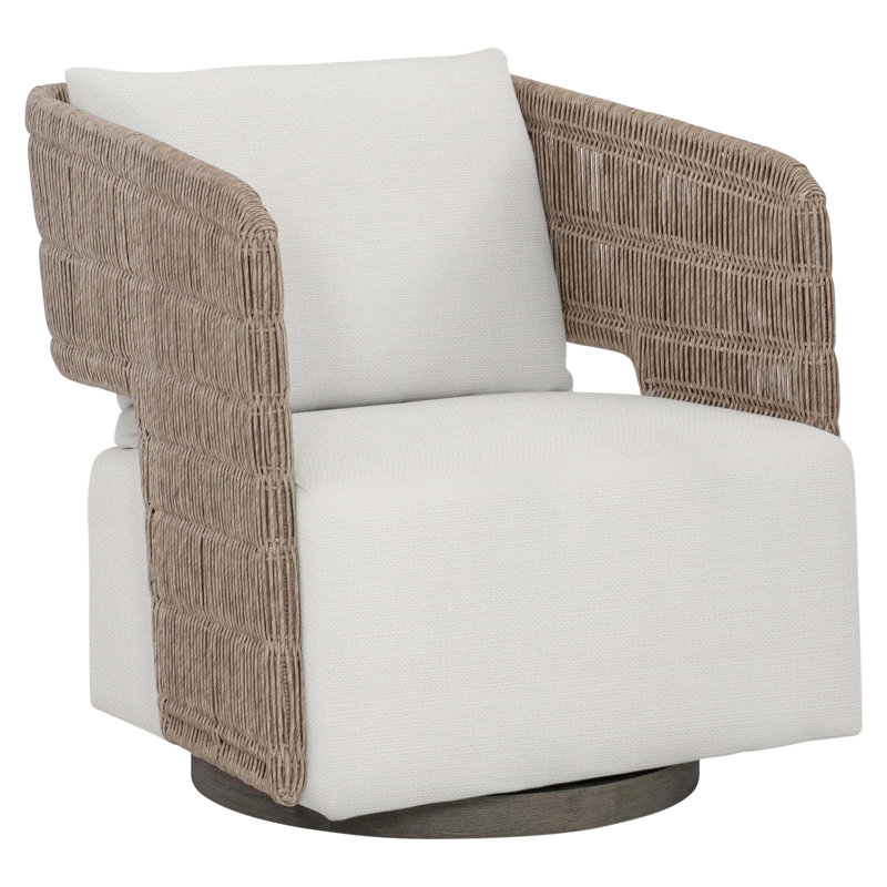 Maldives Swivel Patio Chair with Cushions, White Linen 6016-000