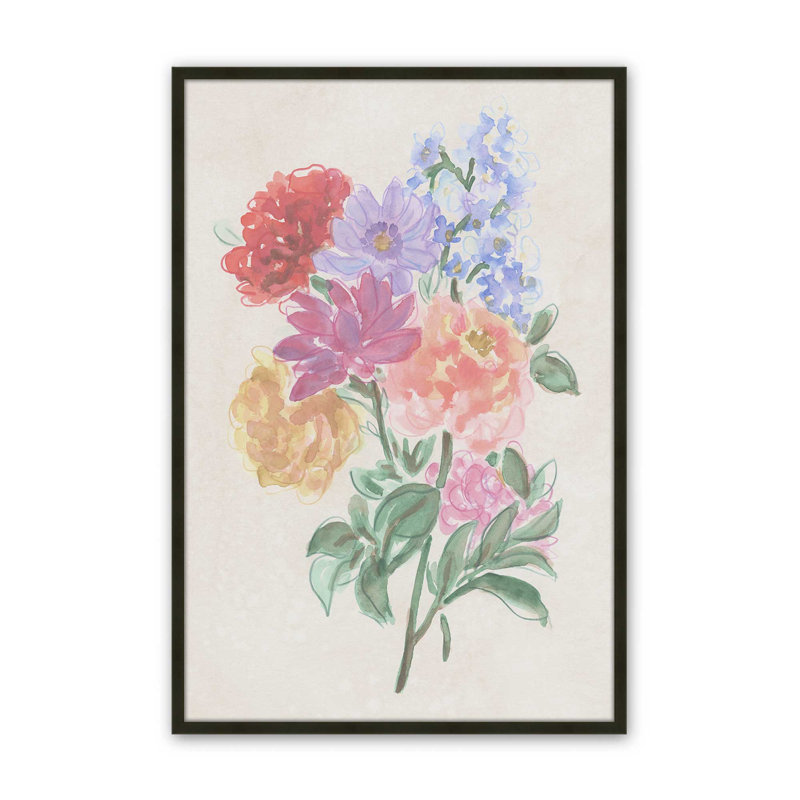 «Blooms on Parchment I» par June Erica Vess, reproduction d'art sur toile, H 48 po x l 36 po, Noir