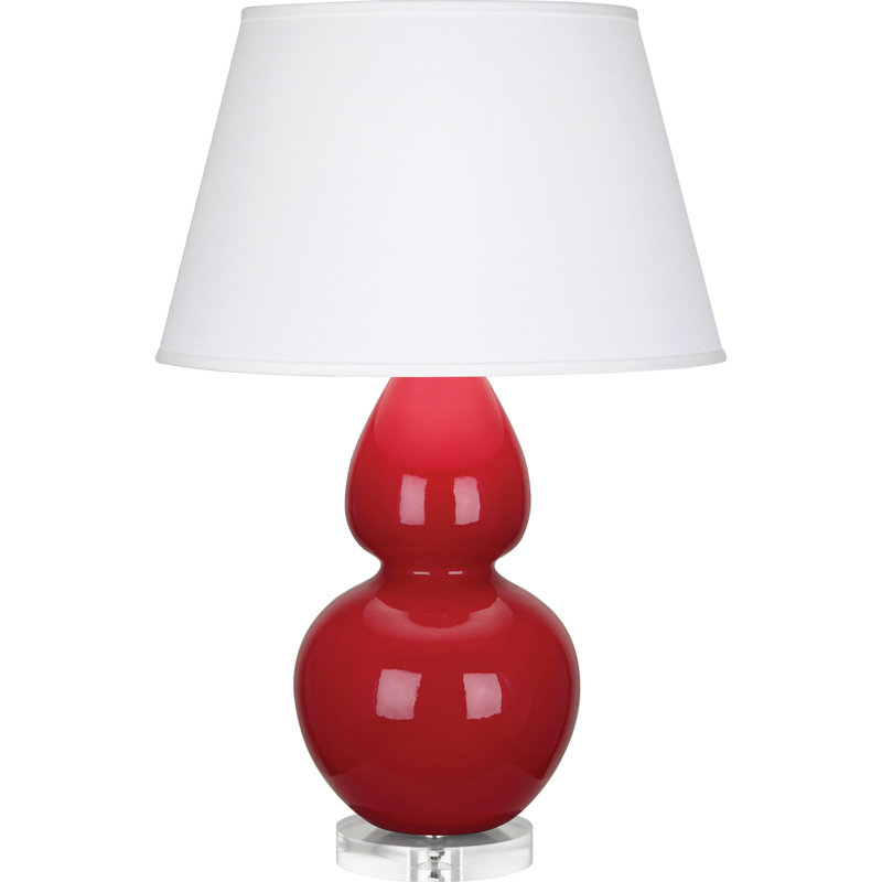 Lampe de table double gourde 30 po, Rouge rubis, H 30 po x l 19 po x P 19 po, Perle