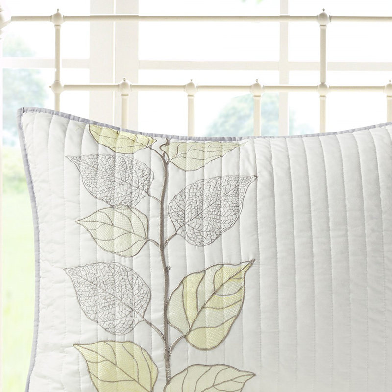 Yellow Reversible Full Microfiber Quilt Set with Embroidered Pillows