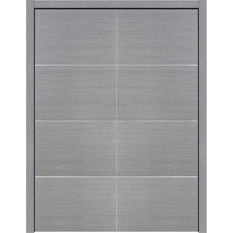 Double porte intérieure stratifiée HG-008, 60 po x 80 po, Réversible, Bois argenté