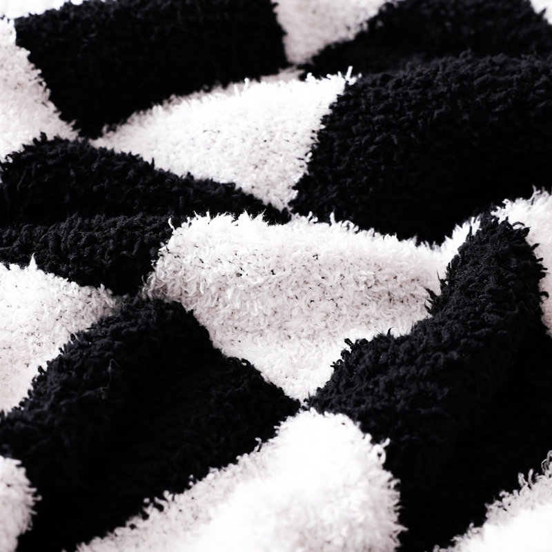 Ultra Soft Black and White Checkered Fleece Throw Blanket