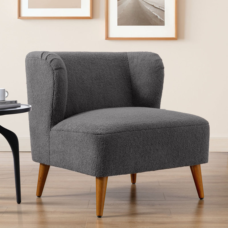 Armands Upholstered Slipper Chair, Gray Teddy