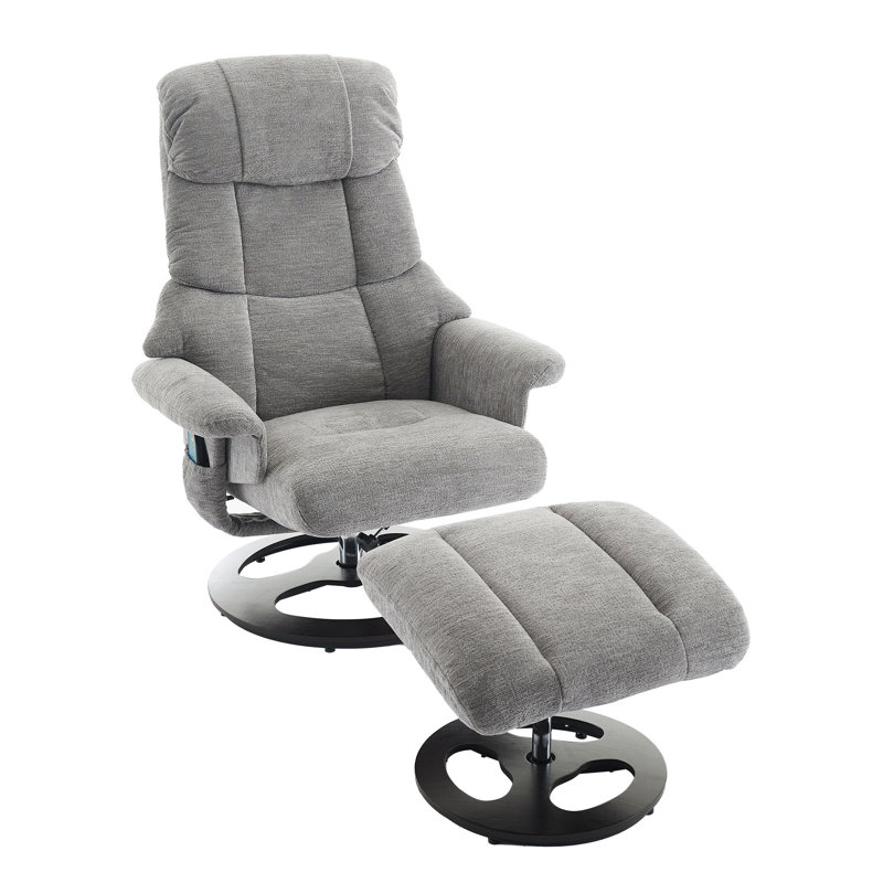 Ergonomic Recliner Chair With Ottoman, Gray Chenille
