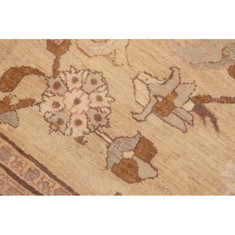 Tapis oriental brun clair en laine noué à la main 8 pi x 10 pi 2 po Baccio
