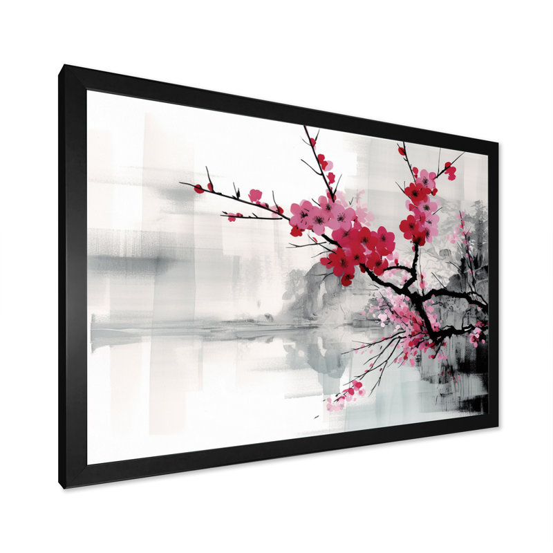 Asian Art Sumi Lake II, reproduction d'art sur toile, H 30 po x l 40 po x P 1,5 po, Cadre photo noir