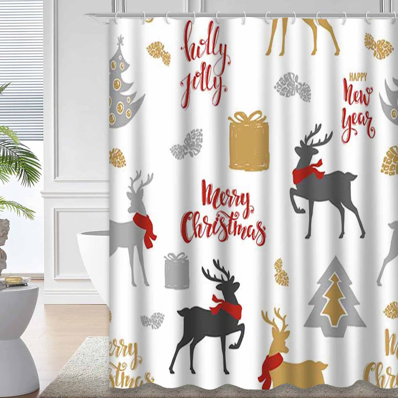 Rideau de douche avec 12 crochets Merry Christmas, L 72 po x l 78 po