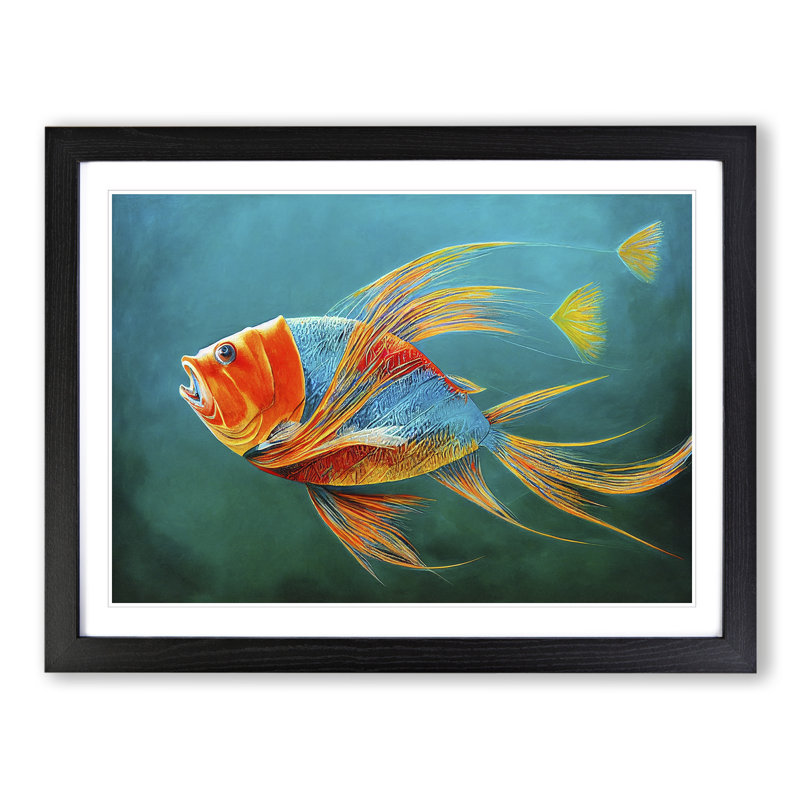 XH1022-3876X Fish Portrait Vol.5 - Single Picture Frame Painting, 46cm H x 64cm W x 2cm D, Black