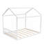 Structure de lit en bois de pin massif en forme de maison avec tête de lit intégrée, blanc éclatant