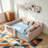 Daybed Velvet Upholstered Sofa Bed with High Side Panels and Side Entrance, Space-Saving Guest Bed with Storage Pockets-527490336-527490342