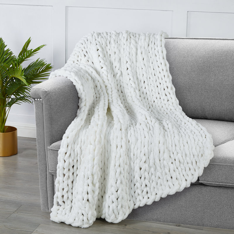 Jeté moelleux en chenille Kathy Ireland, Crème