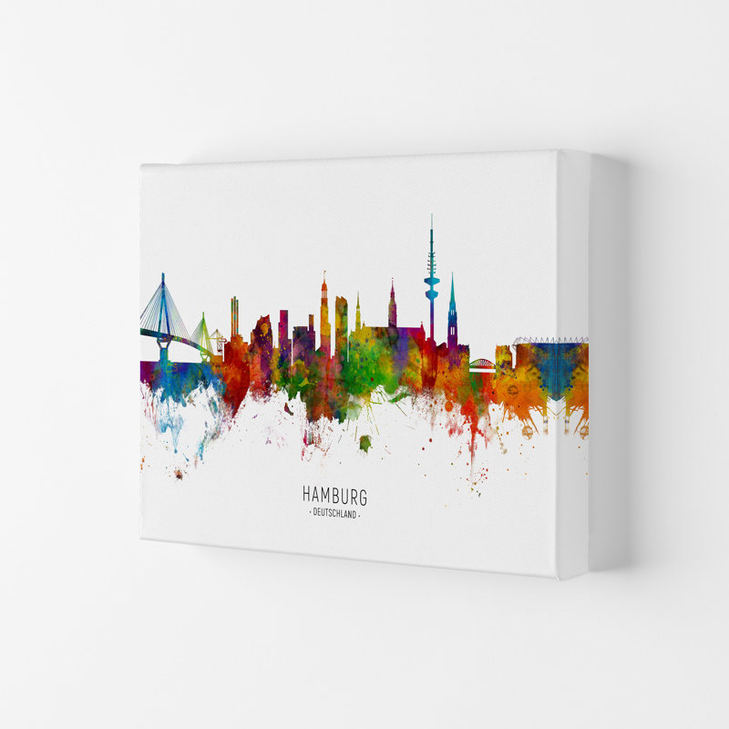 Hamburg Deutschland Skyline by Michael Tompsett - 1 Piece Wall Art, 29.7cm H x 42cm W x 4cm D, Wrapped Canvas