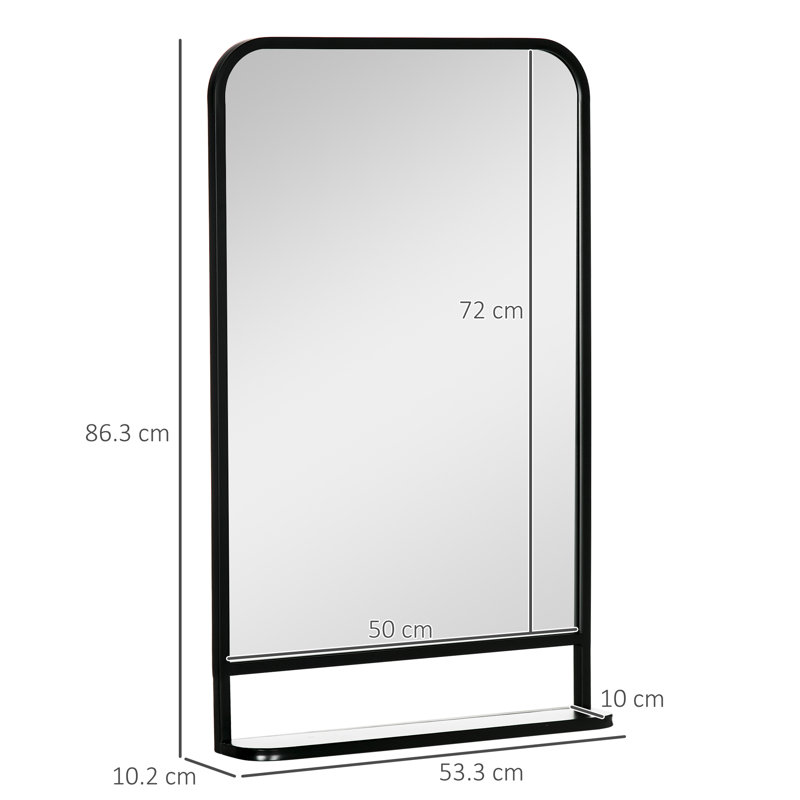Metal Concave Wall Mirror with Shelves