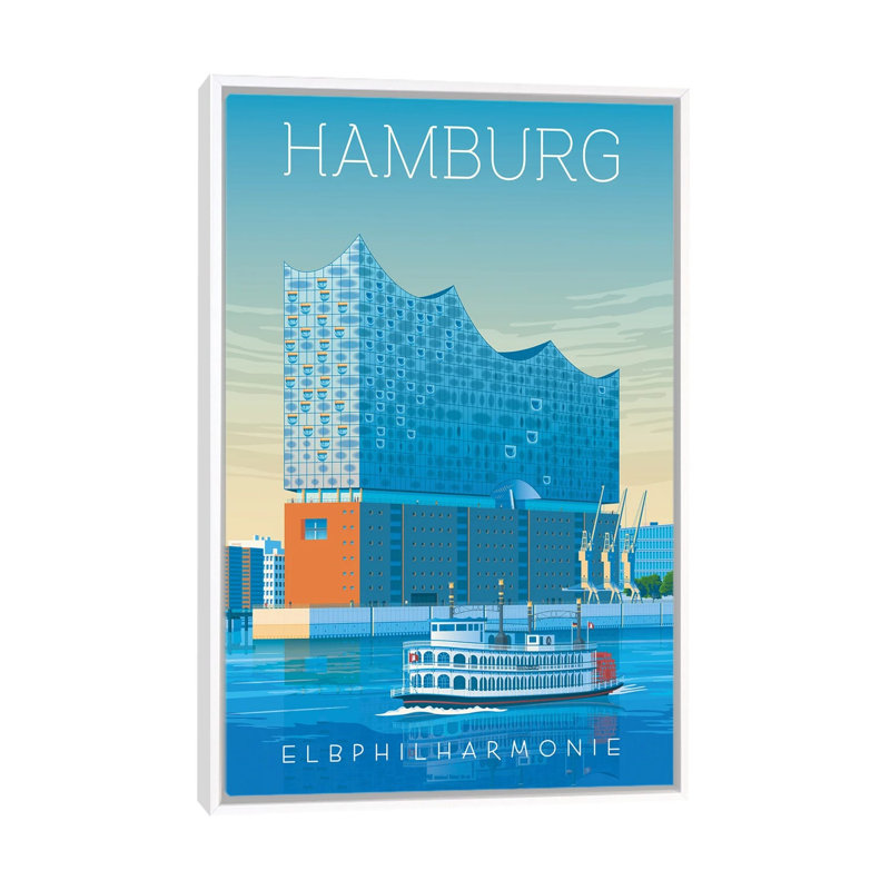 Hamburg Elbphilarmonie Germany Travel Art Print by Olahoop Travel Posters - Gallery-Wrapped Canvas Giclée on Canvas, White