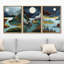 "Moon Mountain Landscape Nature Modern Art Decor Chic Living Room Office Room" 3 pièces-100780650-100780649