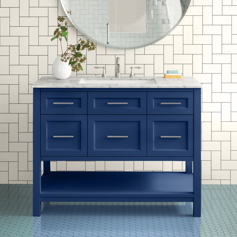 Ensemble de meuble-lavabo simple 46 po Haugland, Bleu