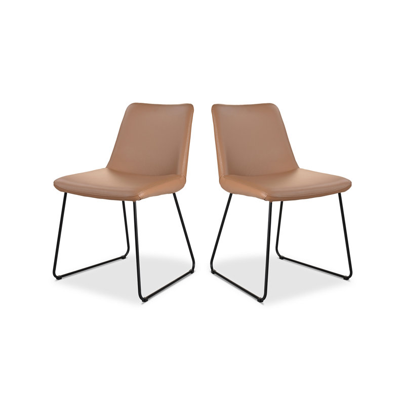 Villa Leather Dining Chair, Brown Genuine Leather