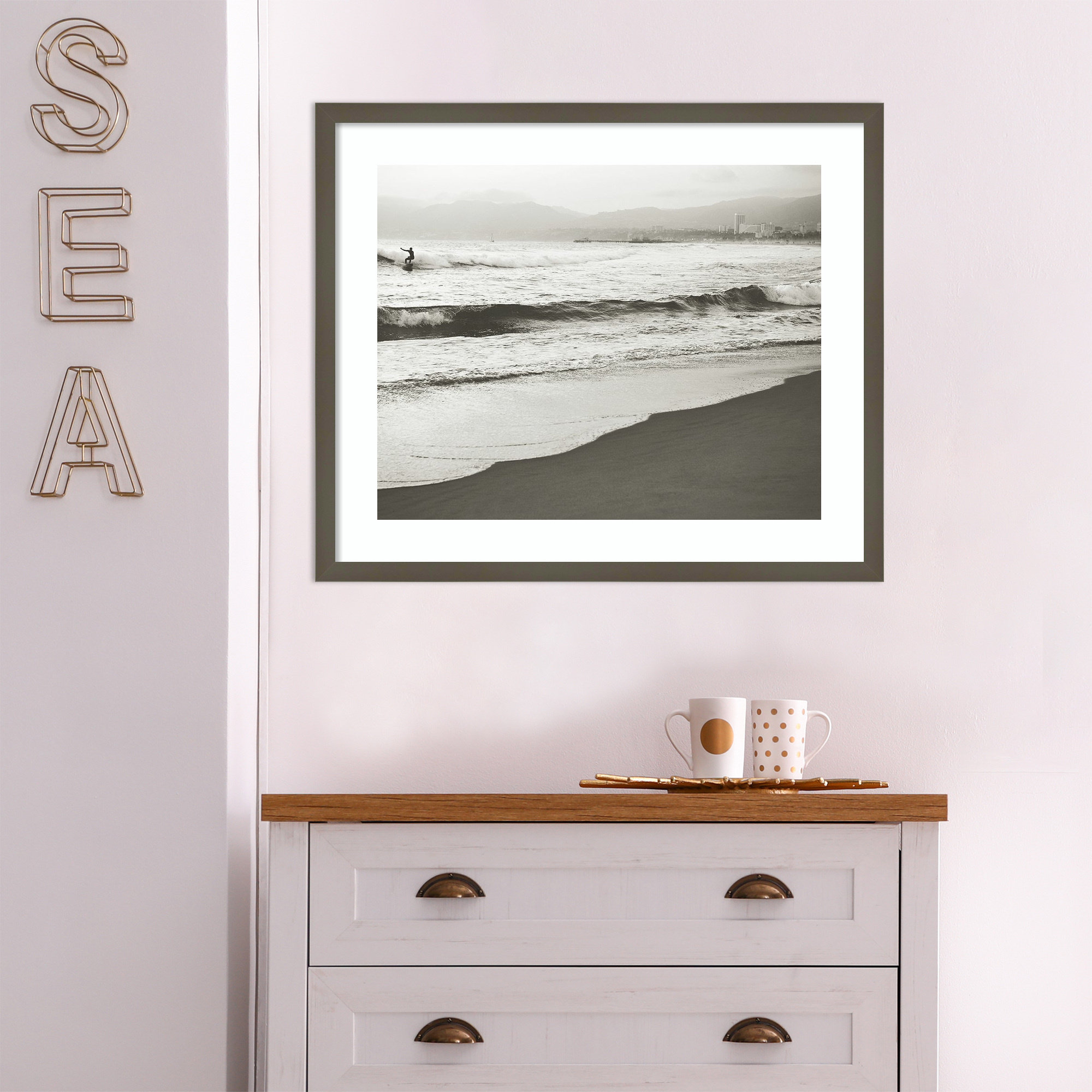 BW Surfer No. 1 by Myan Soffia, 21" H x 25" W, Black Framed