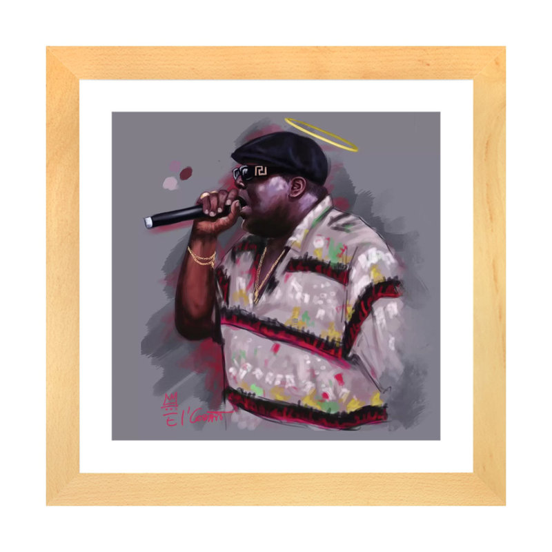 «Biggie» par El'cesart - impression, H 16 po x l 16 po x P 1 po, Papier bois naturel