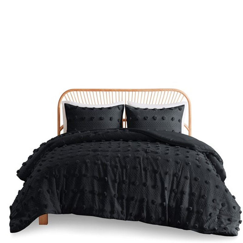 Édredon pour lit simple - Tissu avec rembourrage, Édredon pour lit simple + 2 pièces supplémentai, Noir