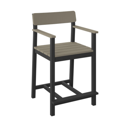  Chaise de salle à manger Club «Hauteur du comptoir». Bois vieilli et noir