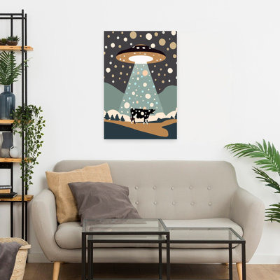 Starry Night Cow Abduction by Andreas Magnusson - Wrapped Canvas Print