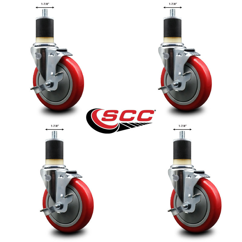 Ensemble de roulettes extensibles en poly pivotant 1-7 / 8 pouces avec frein SCC