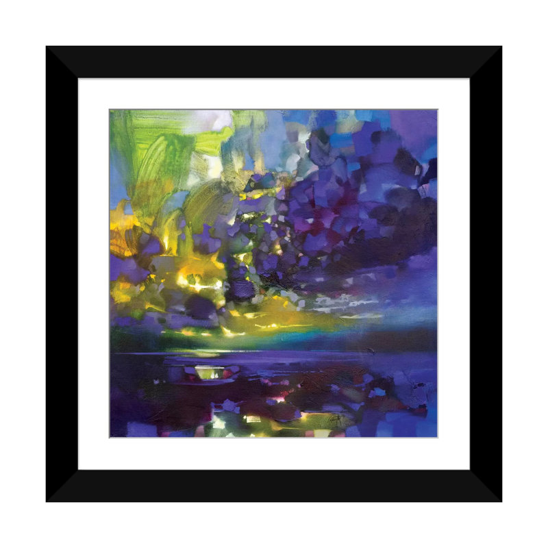 «Purple Mouvement», reproduction sur toile, H 16 po x l 16 po x P 1 po, Papier d'art encadré noir, Blanc