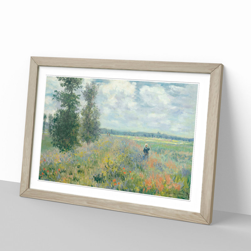 Poppy Fields Near Argenteuil by Claude Monet - Picture Frame Painting, 27cm H x 36cm W x 2cm D, Oak Framed