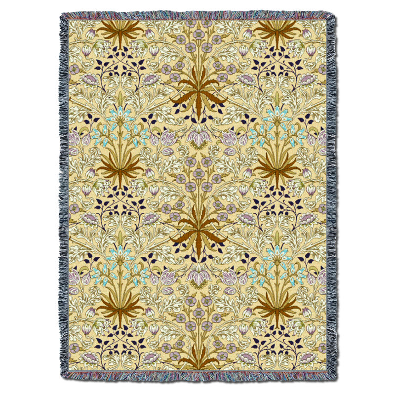 Couverture mauve pure Pure William Weavers William Morris - Artisanat - Jeté de tapisserie en coton tissé - Fabriqué aux États-Unis (82 x 62)