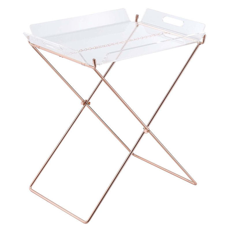 Table-plateau Cercie, finition acrylique transparente et cuivre