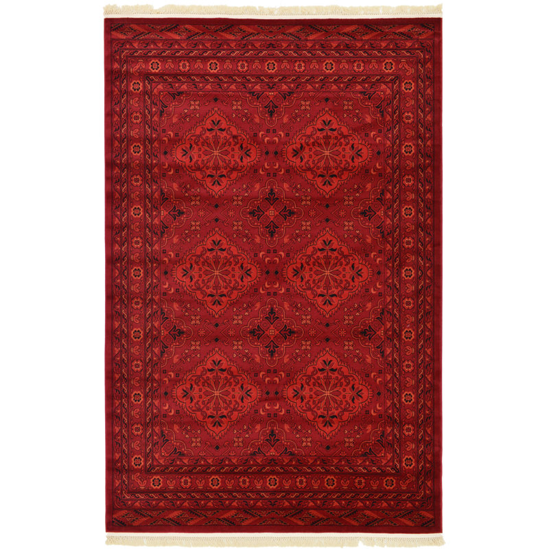 Tapis oriental rouge profond Amro, Rectangle 6 pi x 9 pi