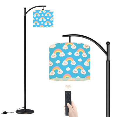 Lampe sur pied à DEL à arc à intensité variable avec arc-en-ciel bleu clair, abat-jour réglable en hauteur avec télécommande, pour le salon, la chambre et le bureau