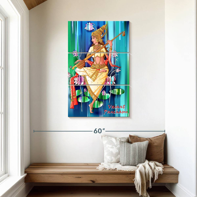 Adella Saraswati sur Vasant Panchami, H 45 po x l 28 po
