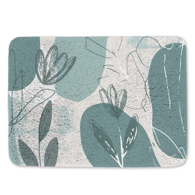 Leaves Garden Microfiber / Microsuede Bath Mat, 21" W x 34" L