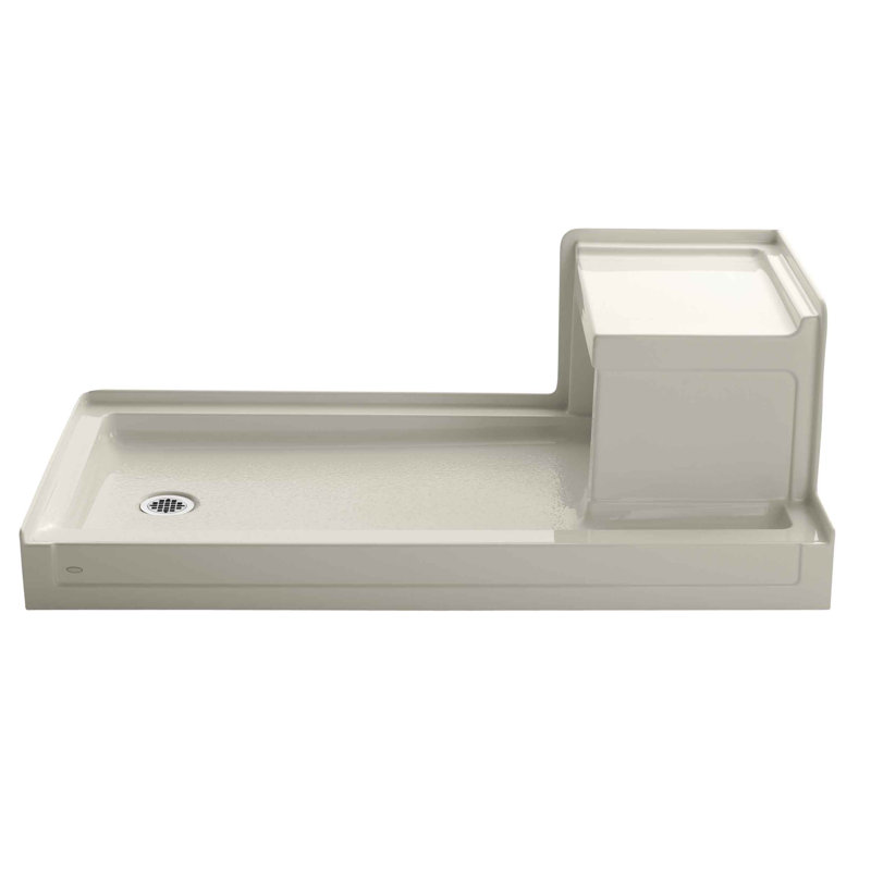 Tresham 60" W x 32" D Single Shower Base, Almond