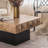 Three-Dimensional Embossed Pattern Square Retro Coffee Table With 2 Drawers And MDF Base-1083609984