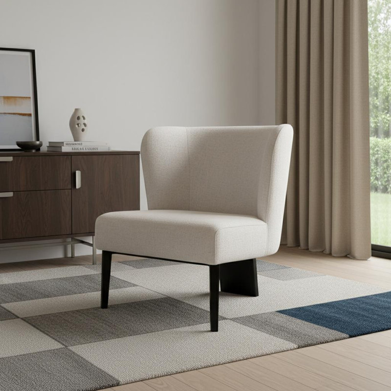  Fauteuil à oreilles rembourré gris avec structure noire