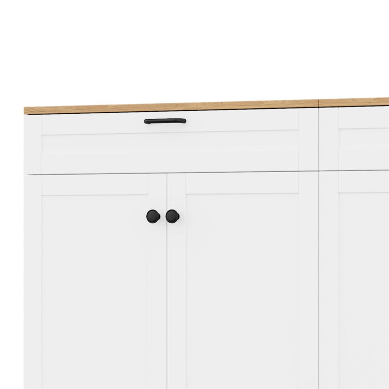 Storage Cabinet,Tv Stand With Bookshelf, Rustic Versatile Sideboard With Adjustable Shelves For Living Room, White