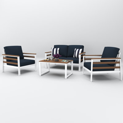 Townsend 4 Person Seating Group With Sunbrella Cushions by Birch Lane