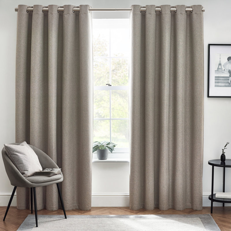 Dawn 100% Blackout Thermal Eyelet Curtains, Grey, 168cm Width x 183cm Drop