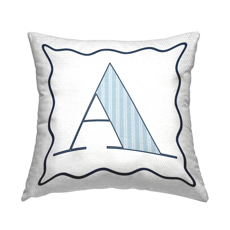 Coussin décoratif à pois bleu lettre intérieur / extérieur, A