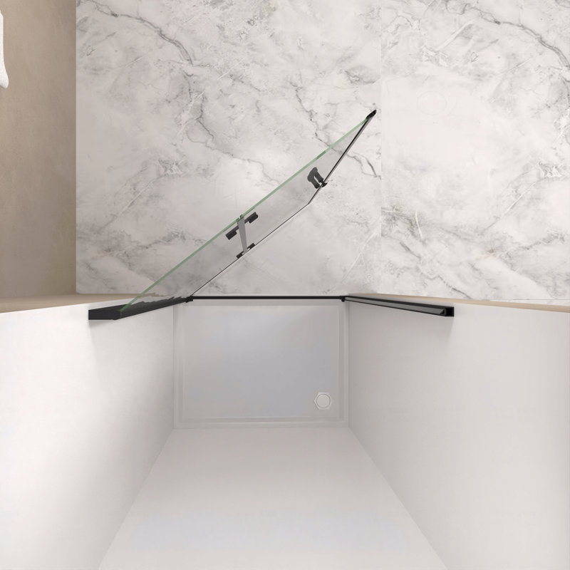 Shower Door  - 1/4"(6Mm) Tempered Glass, Matte Black Aluminum Frame Material, Explosion Proof Film, Matte Black