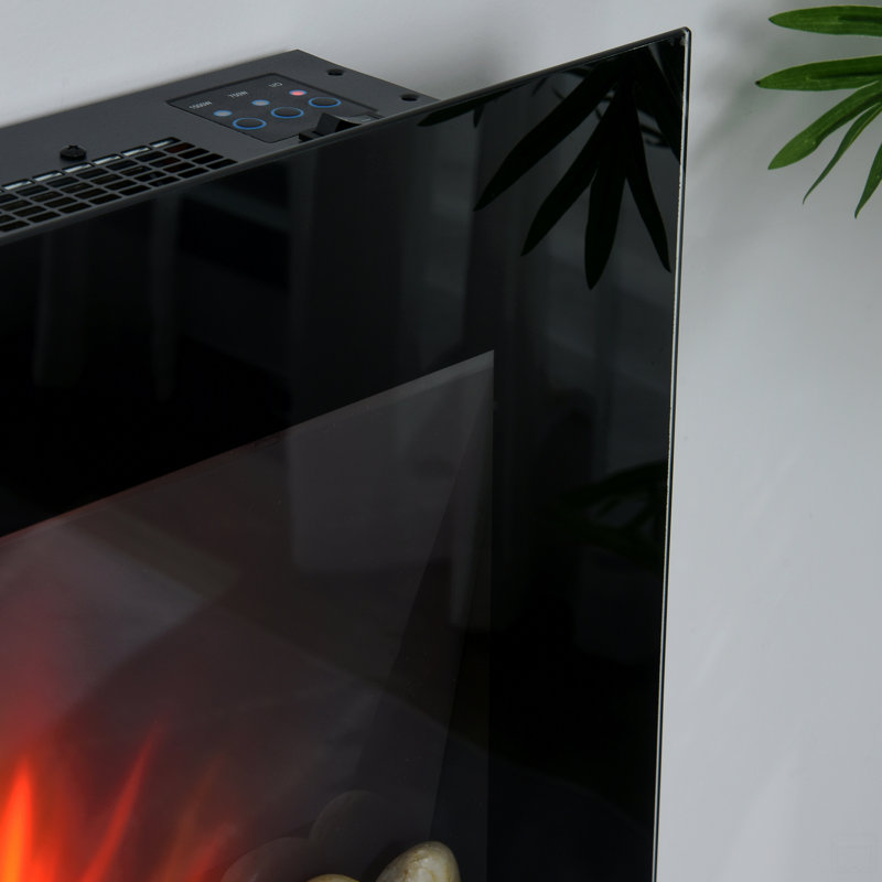 28.5" 1500W Electric Wall-Mounted Fireplace With Flame Effect, 7 Color Background Light